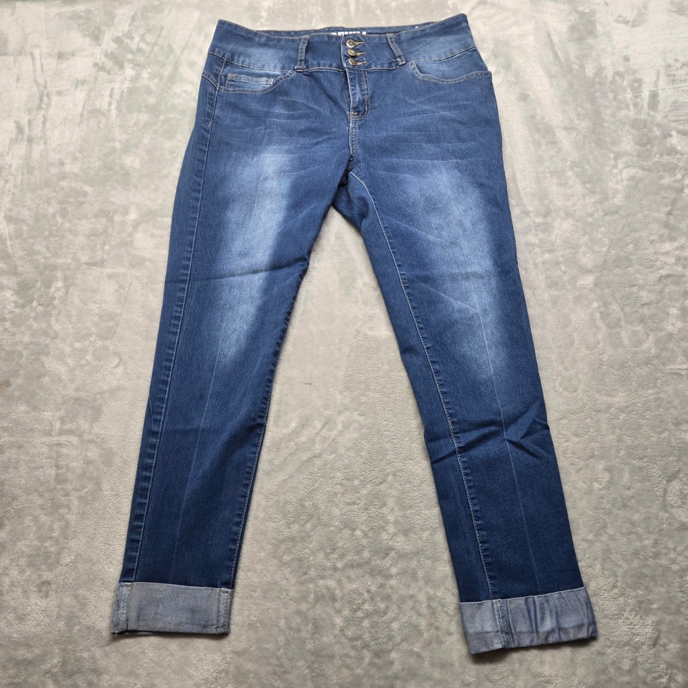 Street Denim by VIP Jeans High Waist Skinny Cuffed Blue Jeans Size 13‎